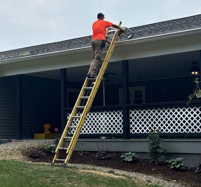 Gutter being installed by Gutter Solutions of Lake Erie