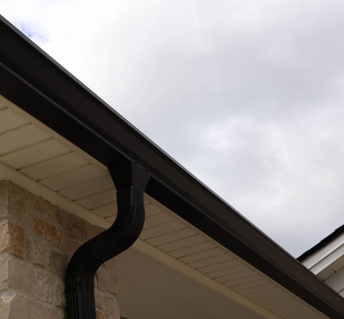 Black Gutters with a cloudy sky