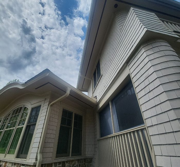 white gutters on house